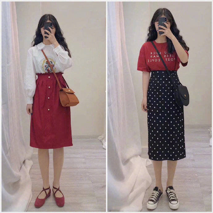 碎花雪纺半身裙配什么上衣好看,雪纺碎花裙半身长裙如何搭配上衣