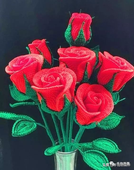 针织玫瑰花视频,缝玫瑰花针织教程