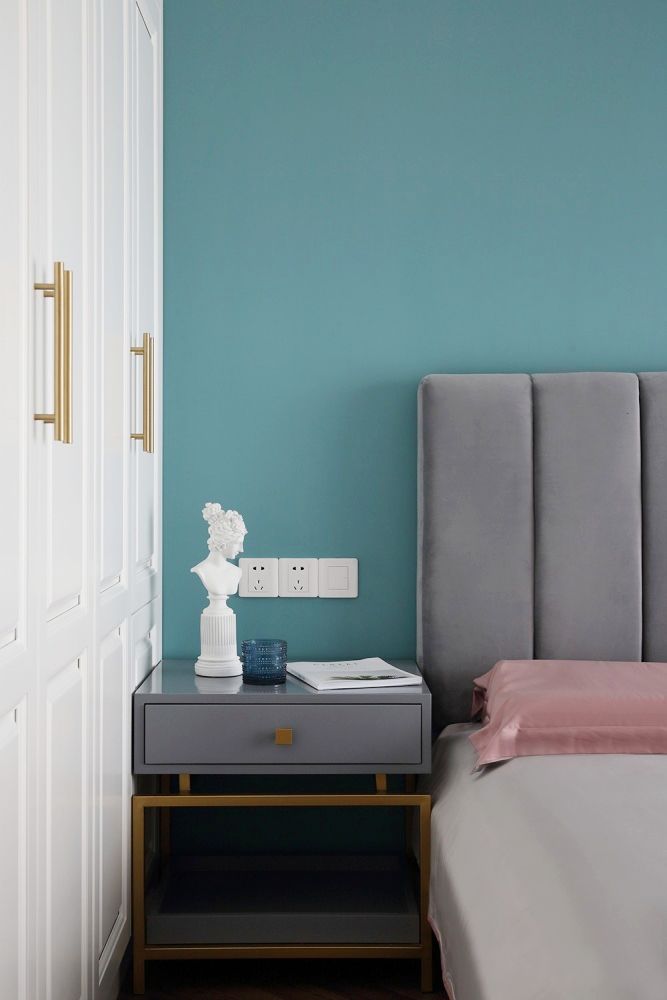 美式轻奢客厅和书房一体设计,美式轻奢风卧室书房一体效果图