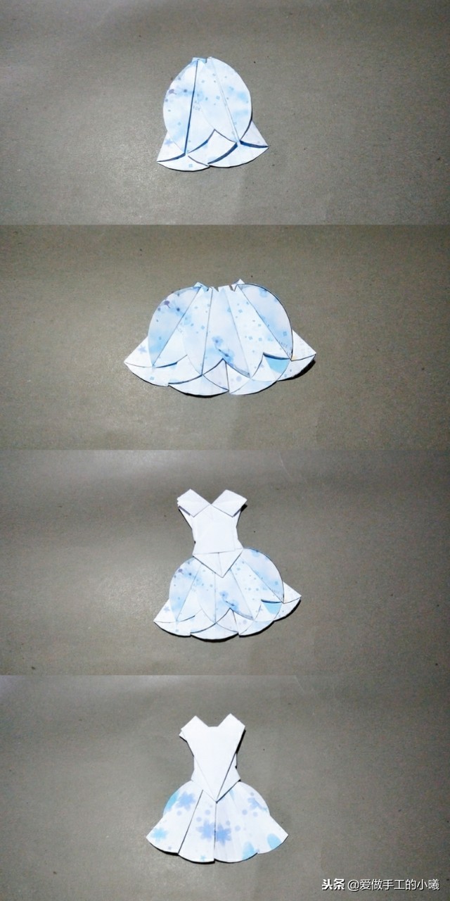 夏天到了一款漂亮的小裙子折纸,芭蕾舞裙子手工剪纸制作