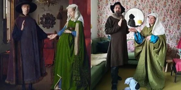 世界名画人物模仿搞笑,外国人恶搞画作