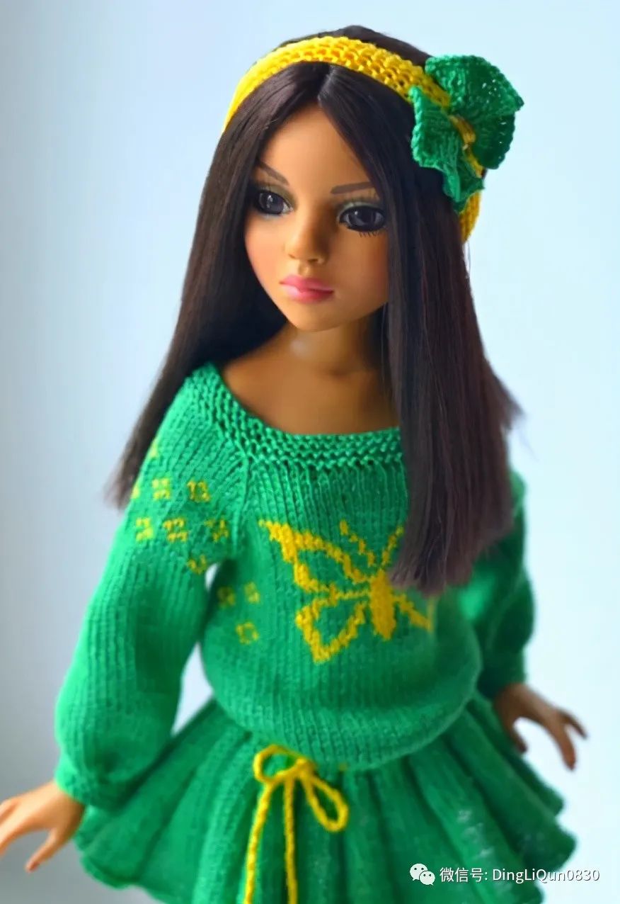 毛线编织芭比娃娃连衣裙图解,手工编织娃娃裙