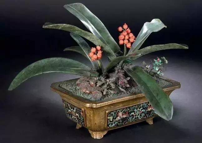 故宫里的玉石盆景,故宫景泰蓝盆景欣赏