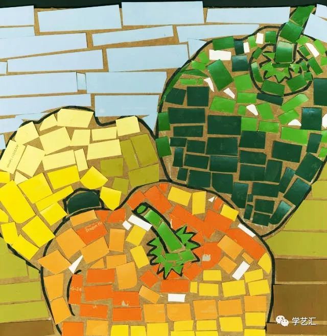 瓷砖拼贴马赛克效果图片大全,卡纸马赛克拼贴梵高向日葵画教程