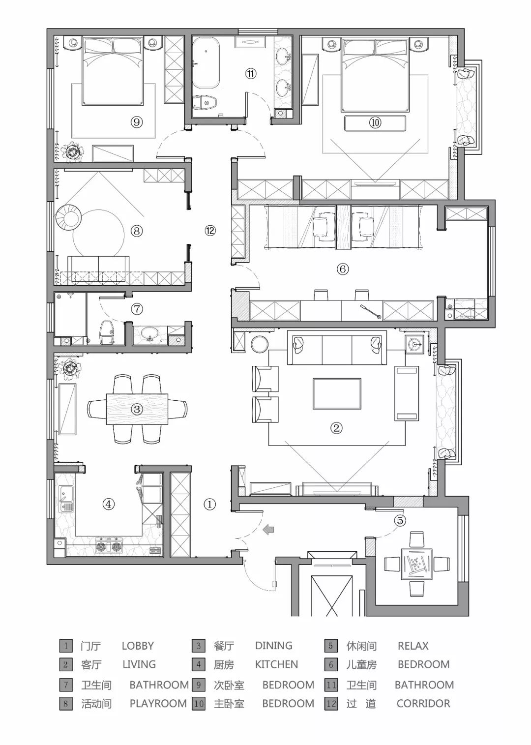 200平方新中式风格,秦皇半岛挑空联排别墅