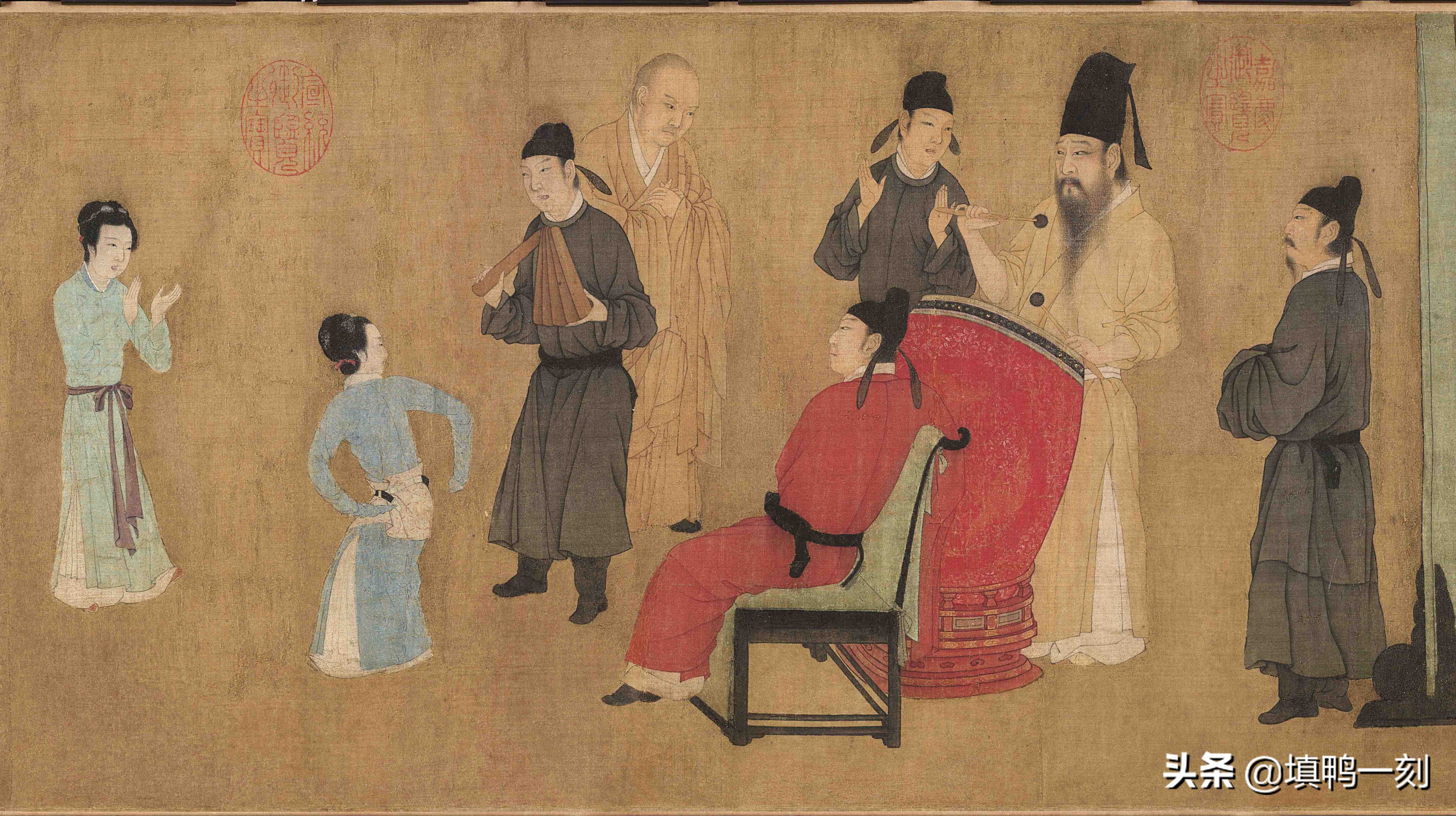 韩熙载夜宴图是真开心还是假开心,上新了故宫第四期韩熙载夜宴图
