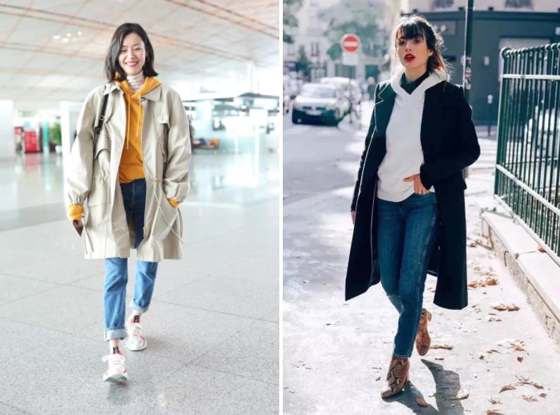 卫衣里的打底衫叠穿推荐,连帽卫衣与圆领毛衣的基础感穿搭