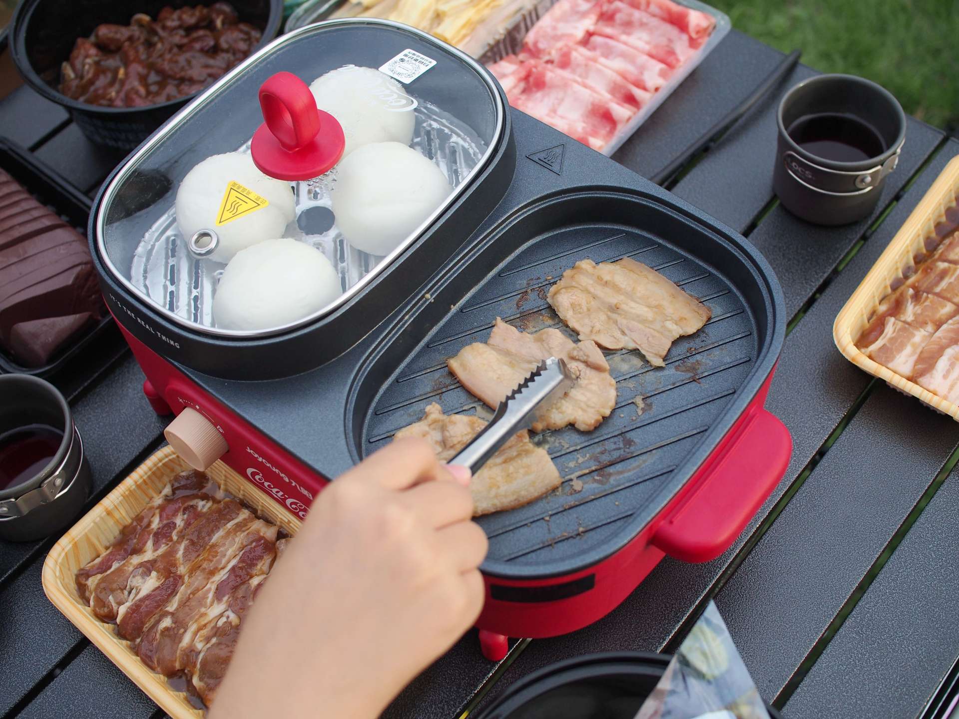 九阳可口可乐联名电火锅,九阳一体锅烤肉