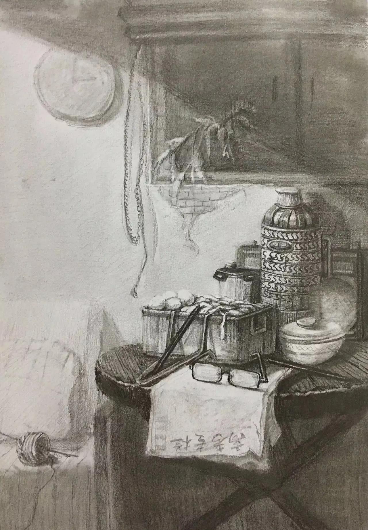 清华校考场景素描高分卷,清华素描场景高分卷技法