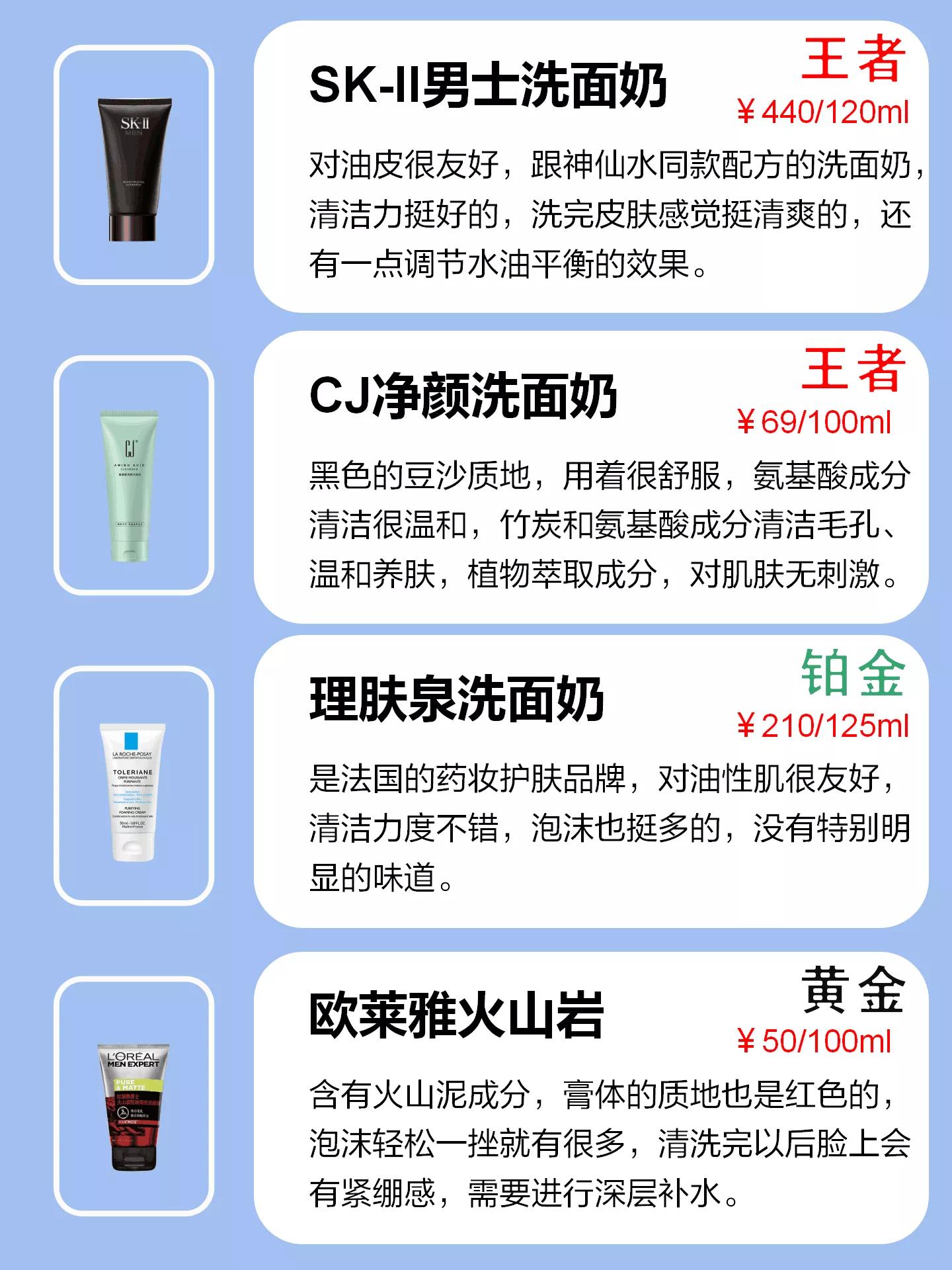 男士洗面奶测评大推荐,高端男士洗面奶推荐测评