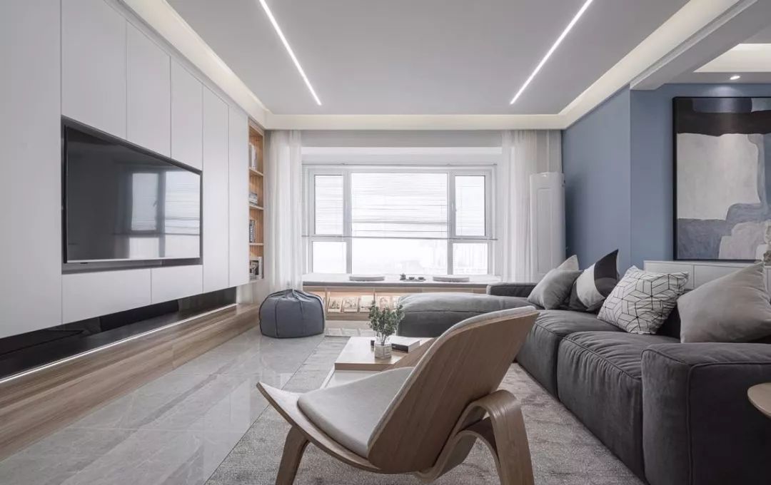 客厅地砖颜色怎么选现代简约款,冠珠摩卡灰地砖客厅效果图