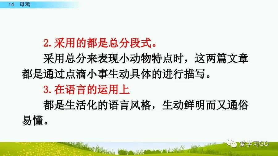 四年级下册语文母鸡课文重点讲解,四年级下册语文14课母鸡重点知识