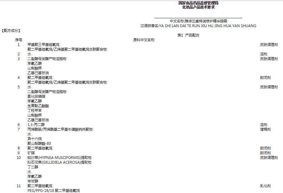 雅诗兰黛小棕瓶眼霜配方,雅诗兰黛小棕瓶眼霜化学成分