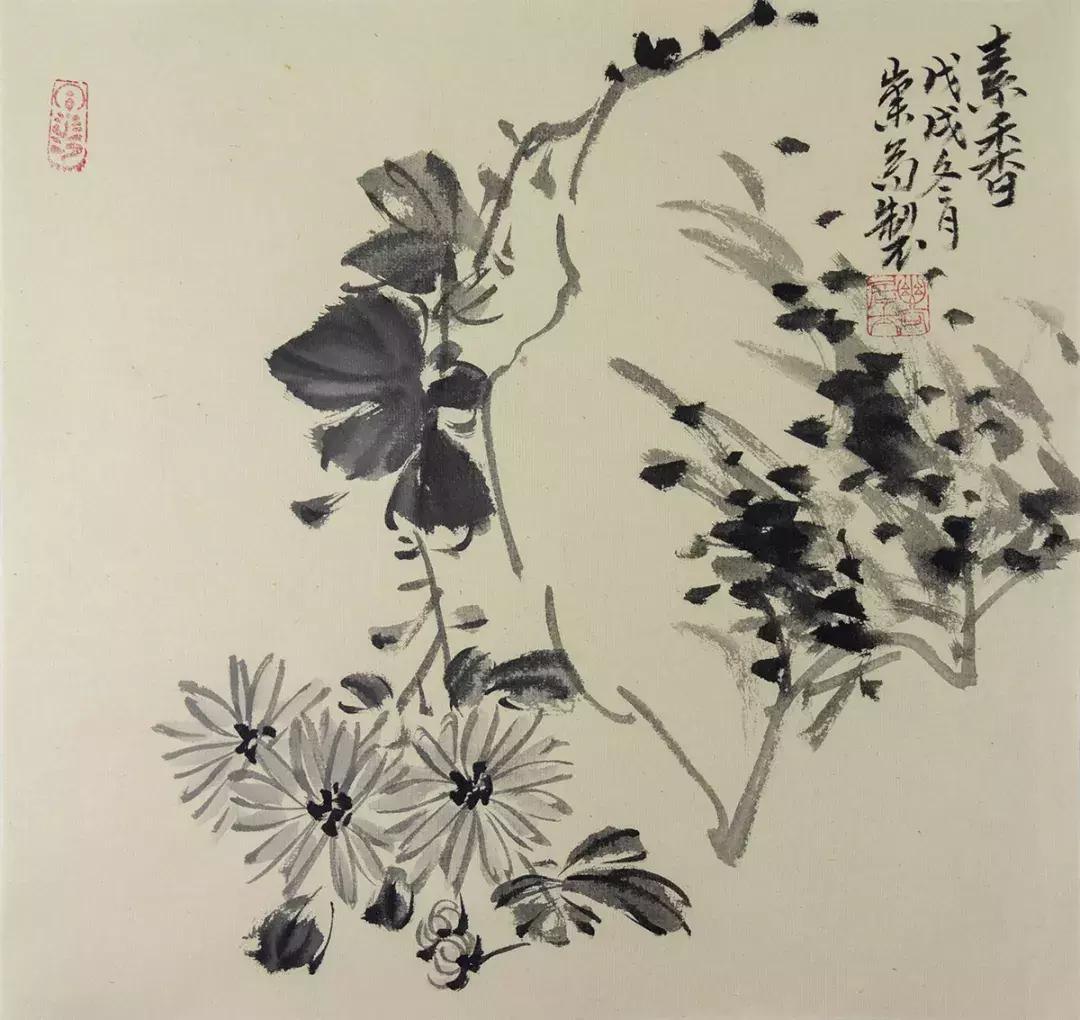 梅兰竹菊国画中的山石画法,梅兰竹菊国画写意教学视频