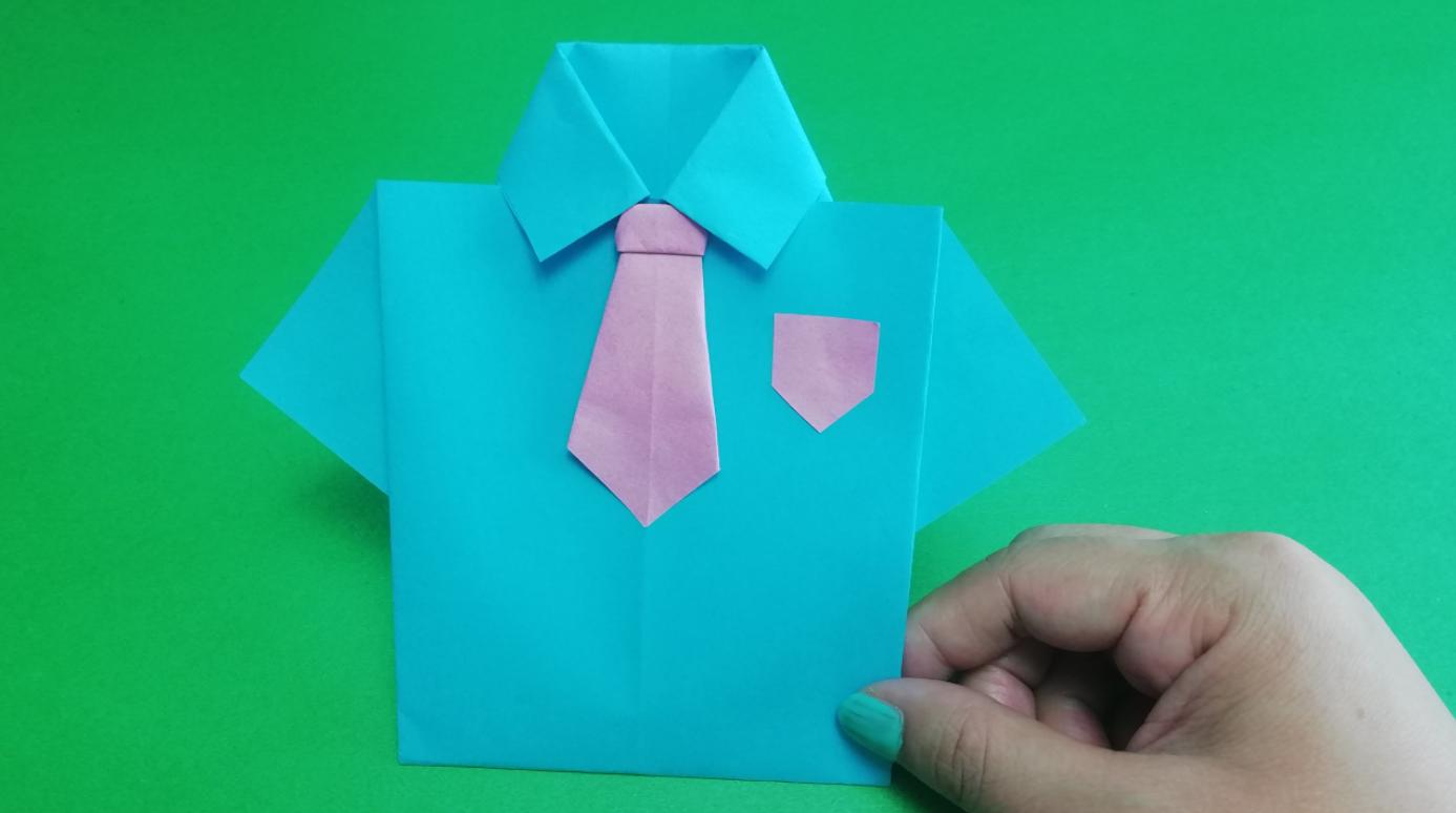 超级简单的方法教你折帅气的衬衫,当贺卡和书签都好看,手工折纸