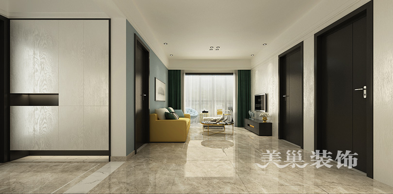 美巢装修效果图三室两厅,美巢装饰装修案例小户型