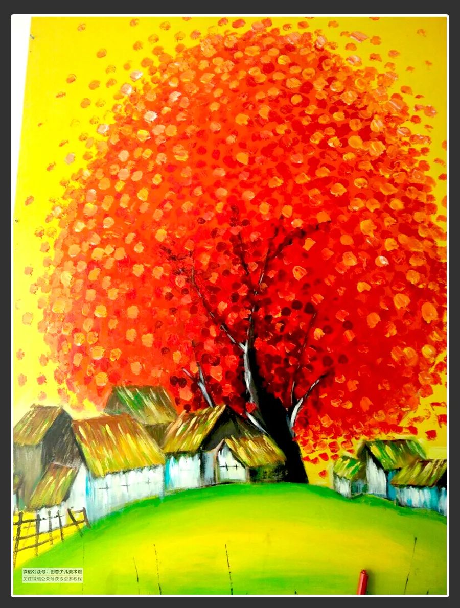 绘画素材9-12岁风景,绘画作品儿童创意7-10岁颜料画