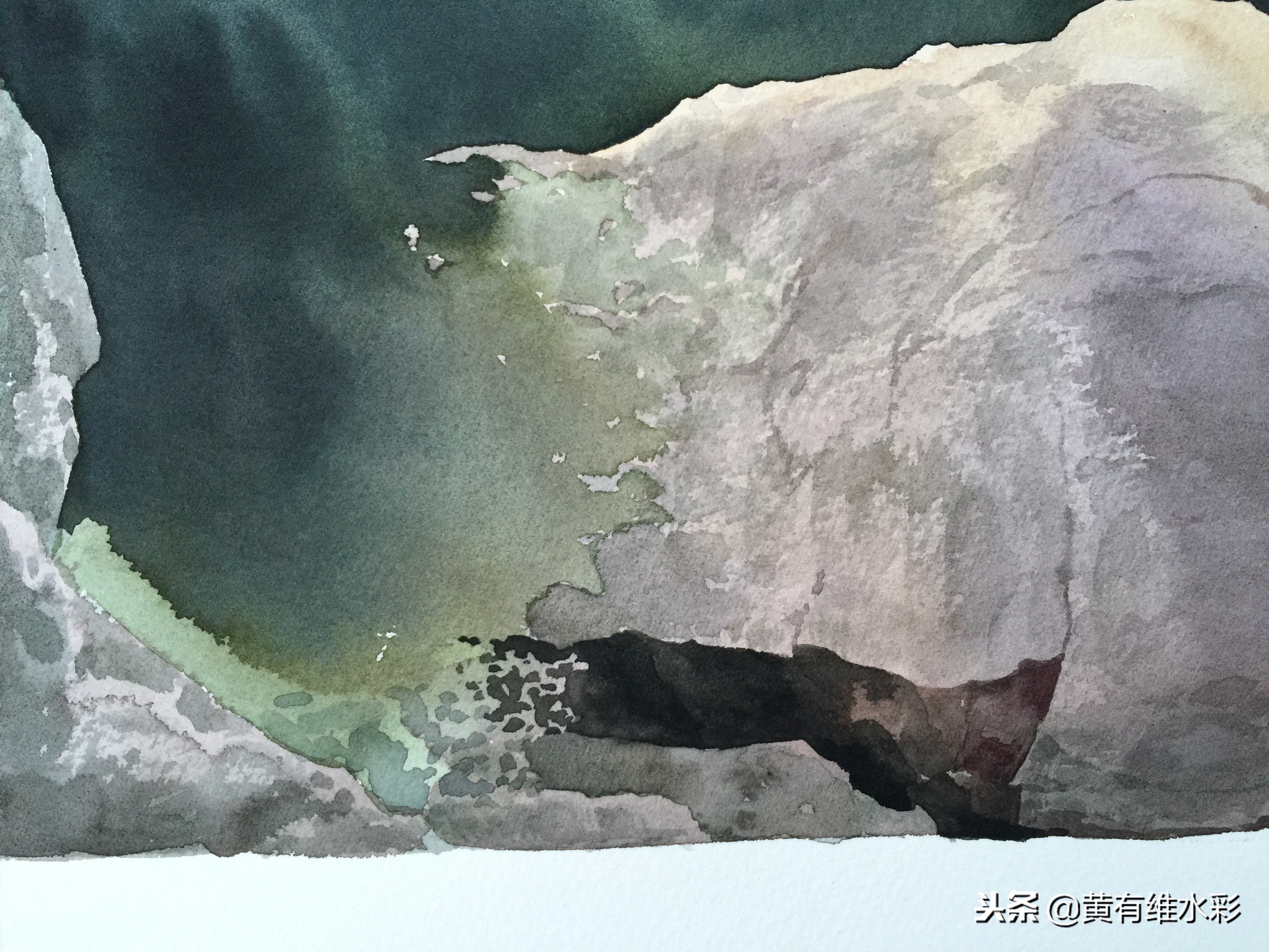 石头水彩风景画,石头水彩画入门教程视频
