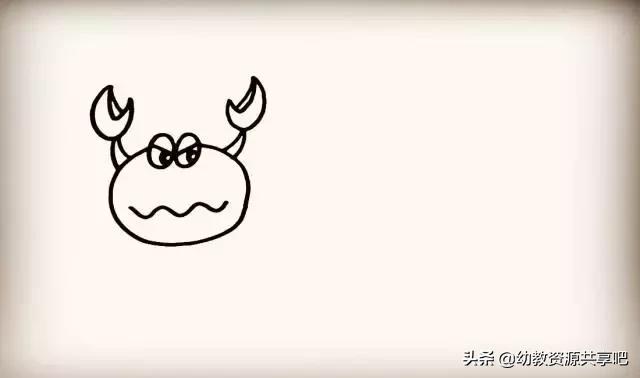 如何画螃蟹简笔画,儿童简笔画螃蟹简单又漂亮