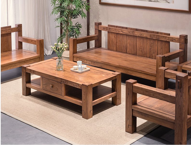 红木沙发细节,真正的老榆木沙发