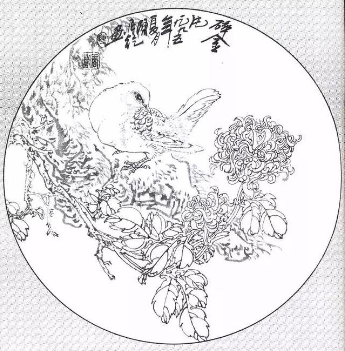 圆面白描作品古风,书法圆面白描作品集