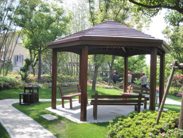 承德防腐木仿古六角凉亭多少钱,保定防腐木仿古六角凉亭多少钱