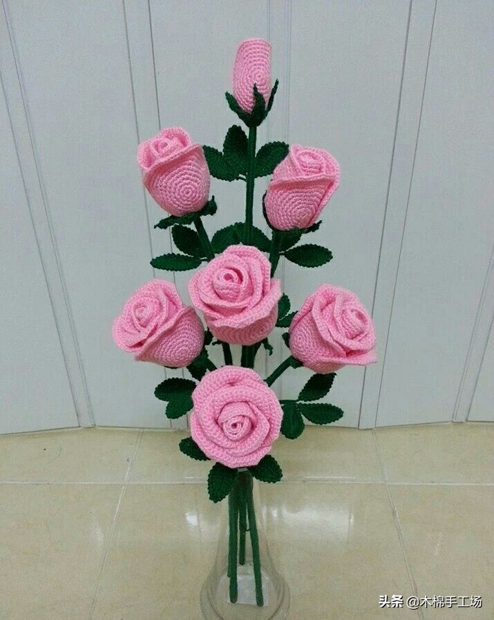 七种玫瑰花的钩编步骤,浪漫永不凋零的玫瑰花折纸