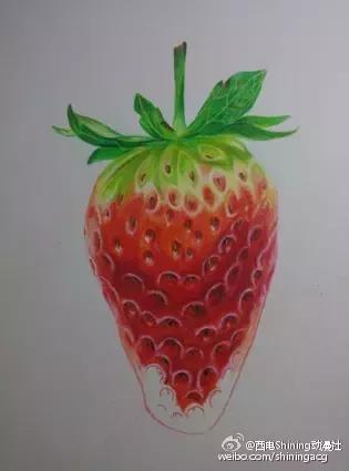 彩铅写实教学草莓,草莓蛋糕用彩铅怎么画