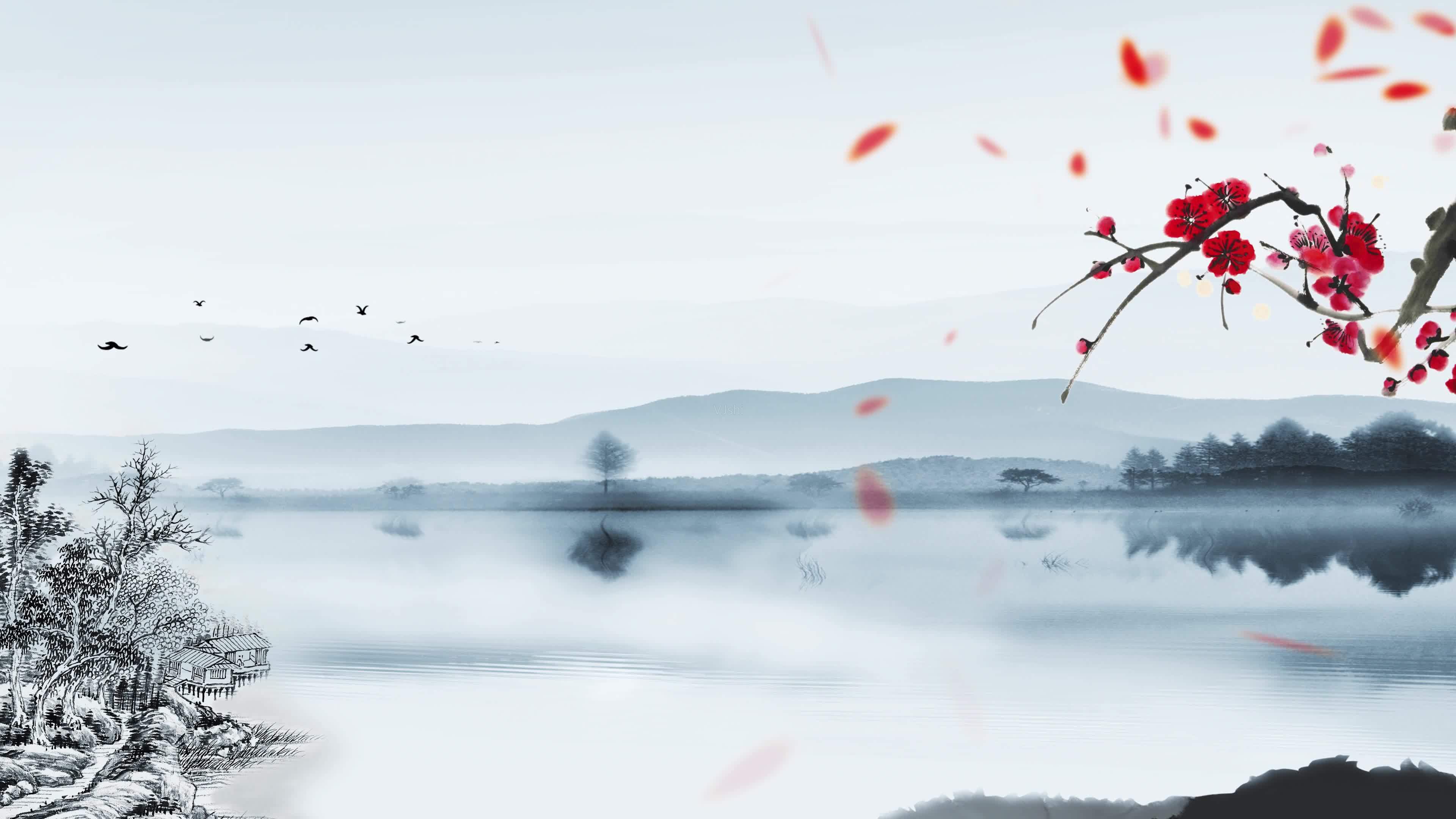 无水印分享｜这套中国风PPT背景图，简直美爆了