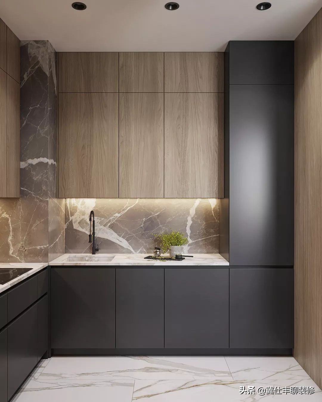 全屋仿大理石护墙板装修效果图,轻奢护墙板大理石漆