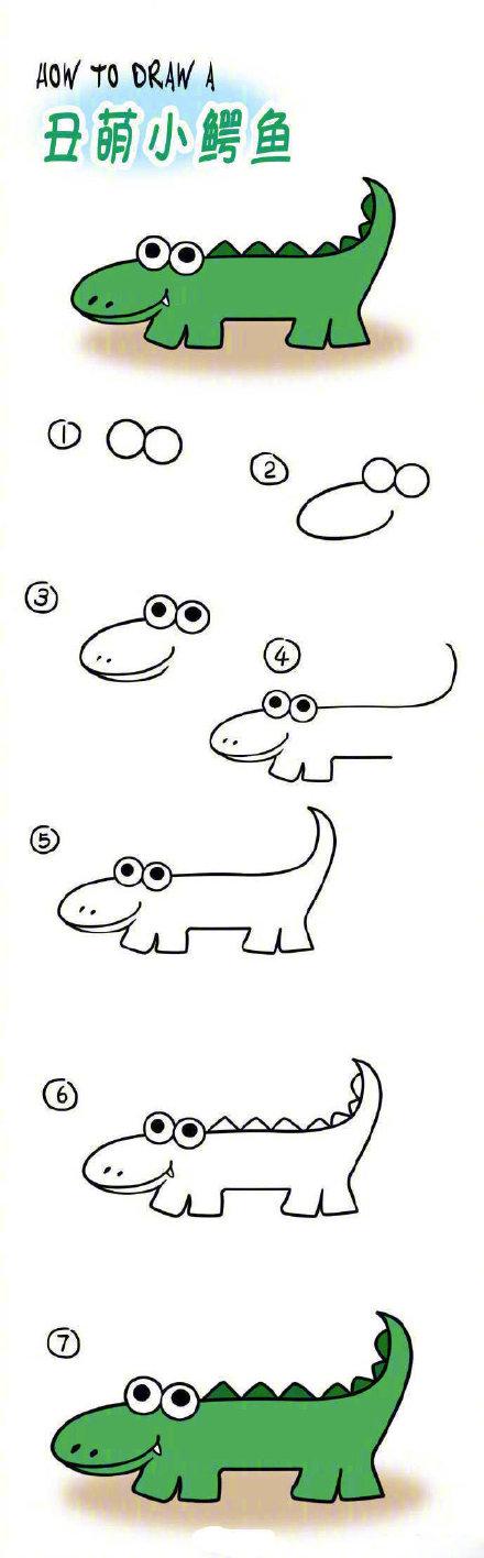 动物简笔画小猴子画法,简笔画动物可爱简单鳄鱼