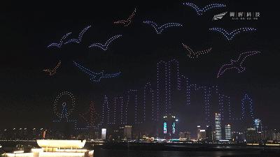 多台无人机简单编队表演,无人机编队表演演示动画