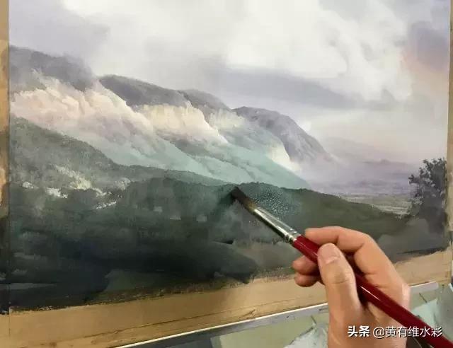 水彩画山风景入门,远山画法入门教程
