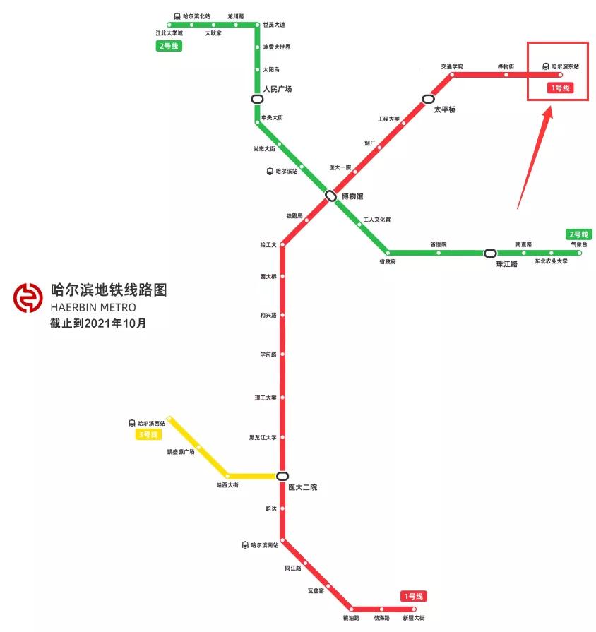 哈尔滨东地铁站在哪,哈尔滨在东西南北哪个方向