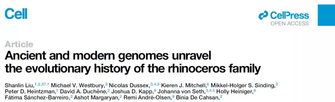 Cell|五万年前的DNA样品以及基因组大数据分析解析犀牛的演化历史