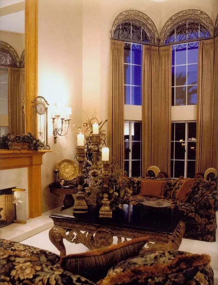 别墅客厅窗帘最新款式效果图,2020别墅窗帘