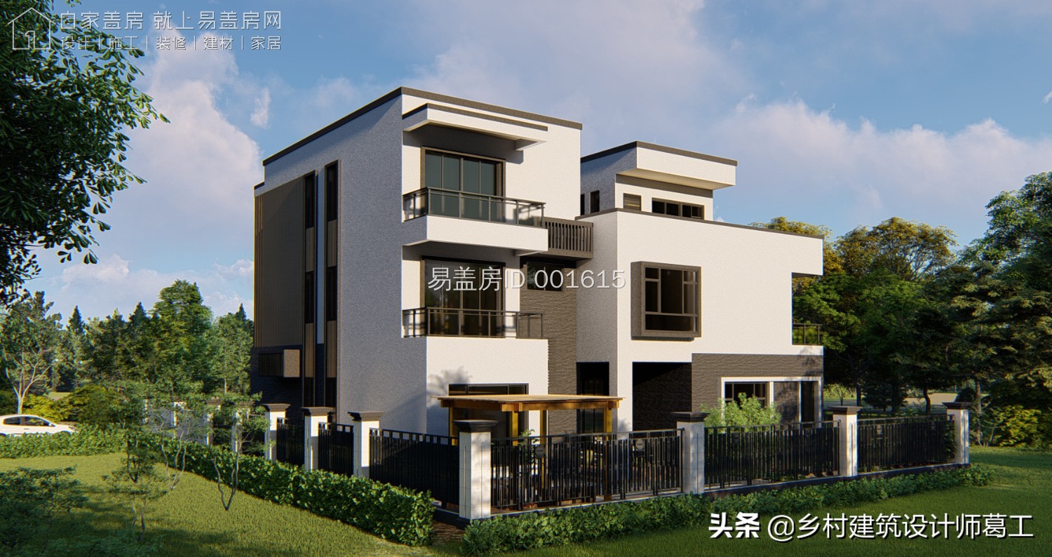 西向现代风三层别墅,现代风2间三层带院子别墅