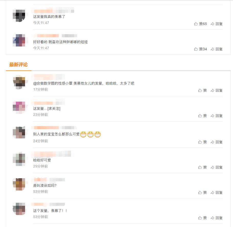 凌潇肃小女儿近照曝光，穿碎花小裙发型太像爹，才8个月发量惊人