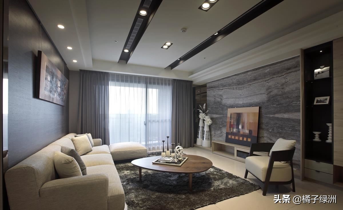 石材背景墙实物更有质感,客厅装修首选的石材背景墙