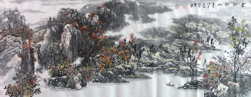 风水重彩山水画,秦岭山水画水墨