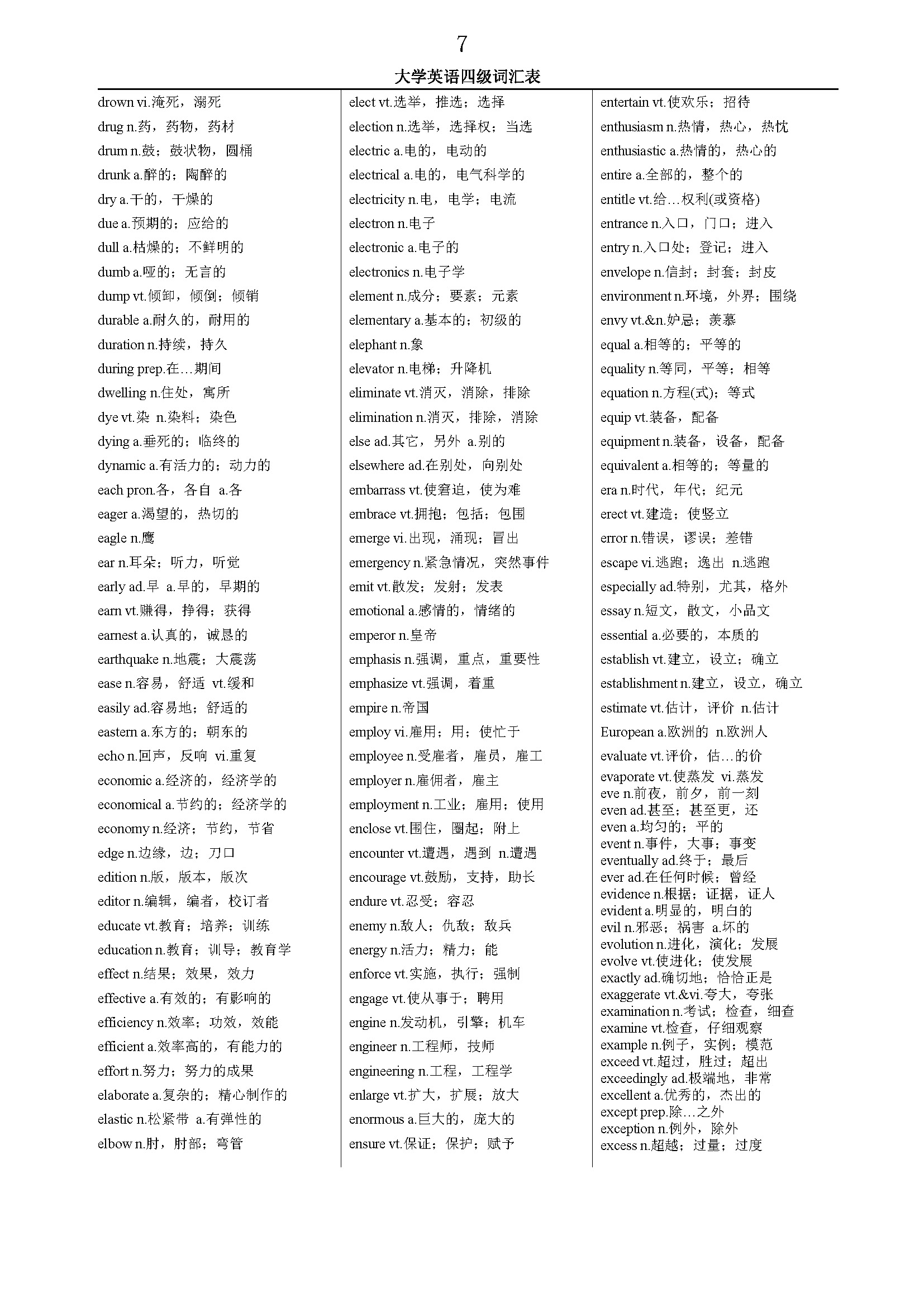 大学英语四级词汇最全版,2023大学四级英语词库在哪