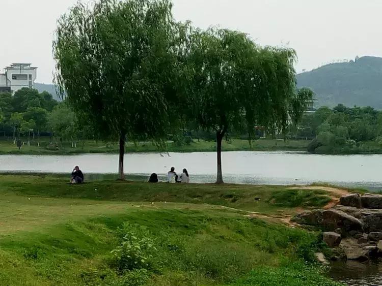 一个让人流连忘返的地方，山清水秀，只需要坐在河边发呆就行。