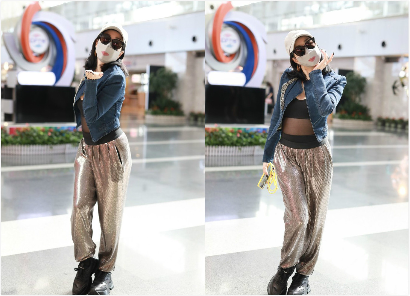 钟丽缇黑色哈伦裤,钟丽缇紧身衣穿搭