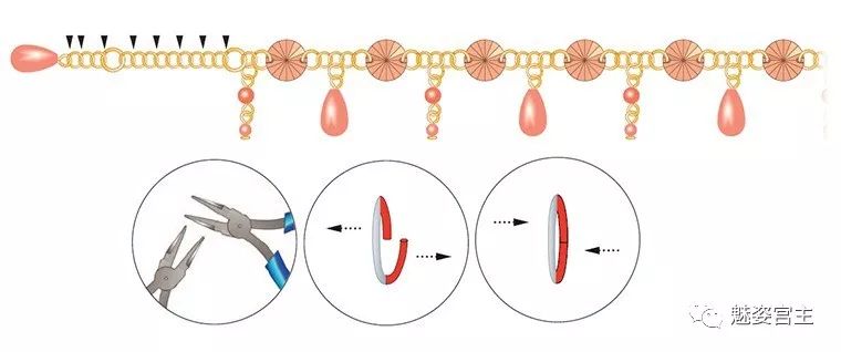 施华洛世奇水晶和珠子打造闪亮弹簧吊坠手链，附制作图解教程