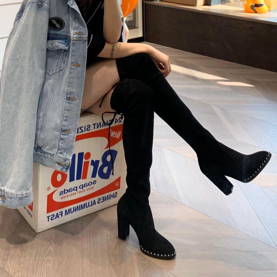 大粗腿过膝长靴显瘦,sw5050长靴搭配图片