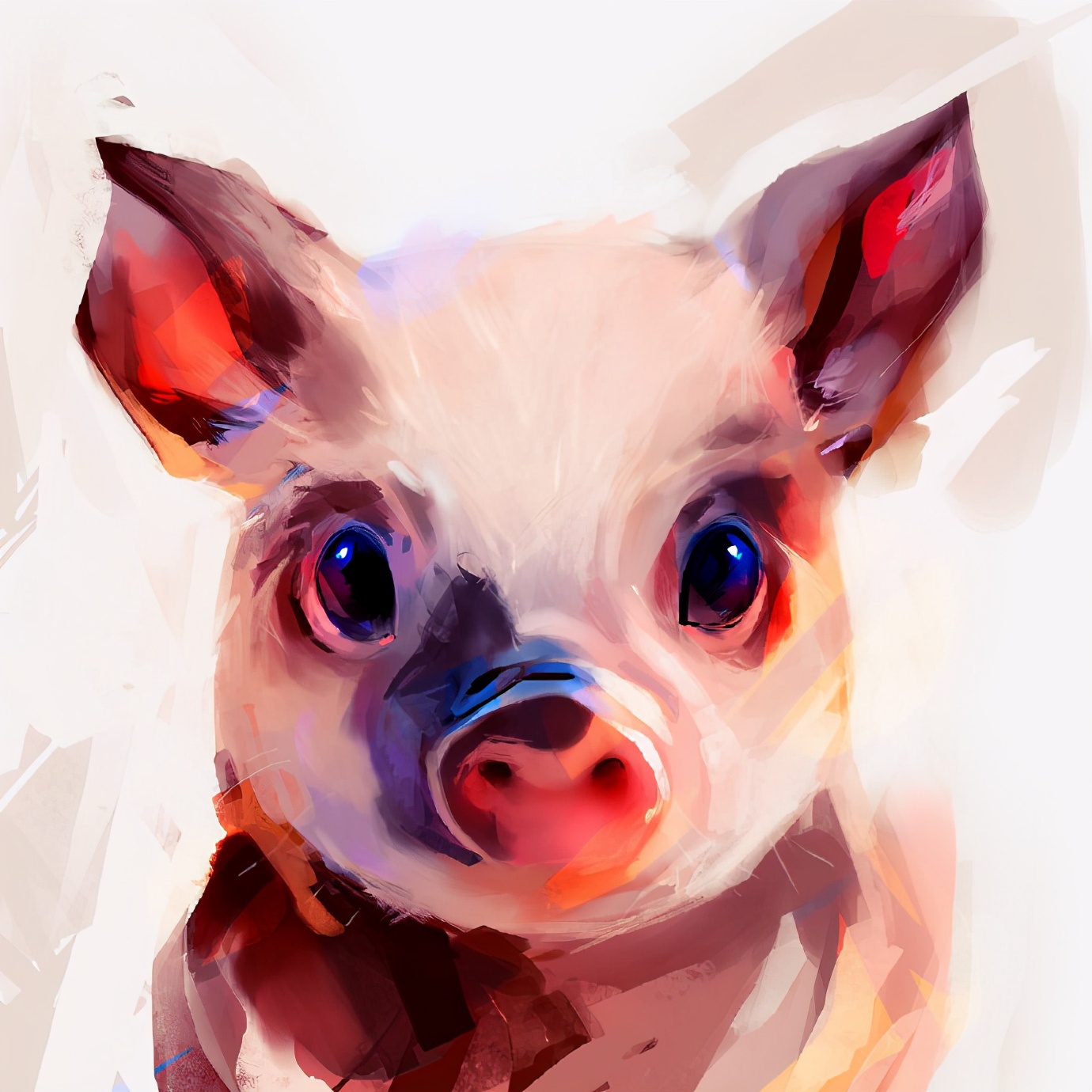 好看可爱又简单的动物眼睛插画,黑白和彩色强烈对比的插画