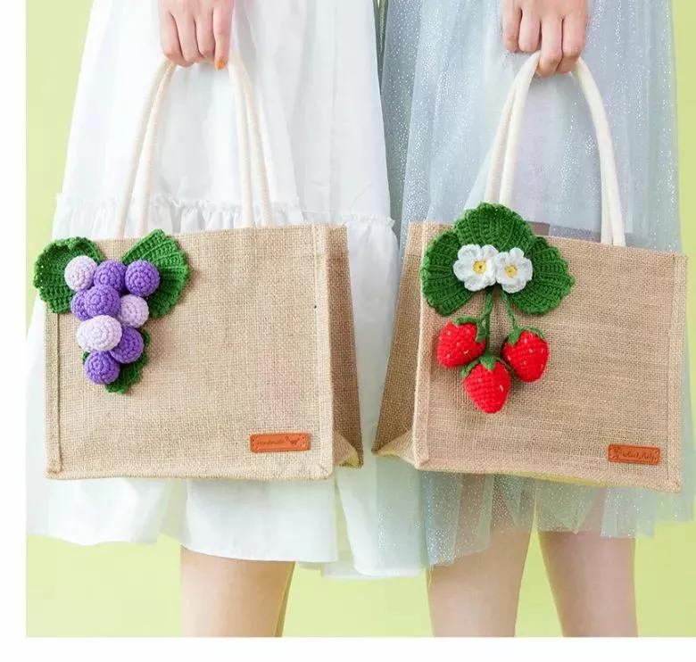 手工手提包又简单又漂亮,麻布袋子diy手提袋手绘