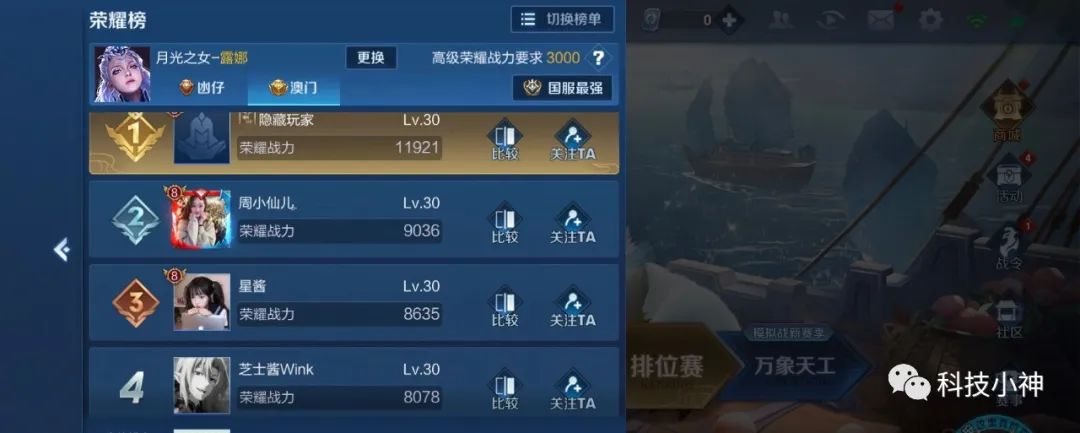 王者荣耀露娜全网最高战力,王者荣耀露娜战力最低地区查询