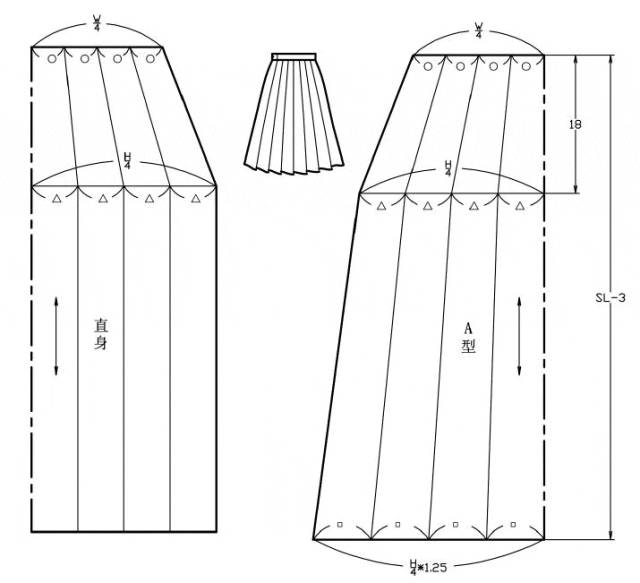 腰间百褶裙连衣裙裁剪图解100例,六种褶裙结构图解