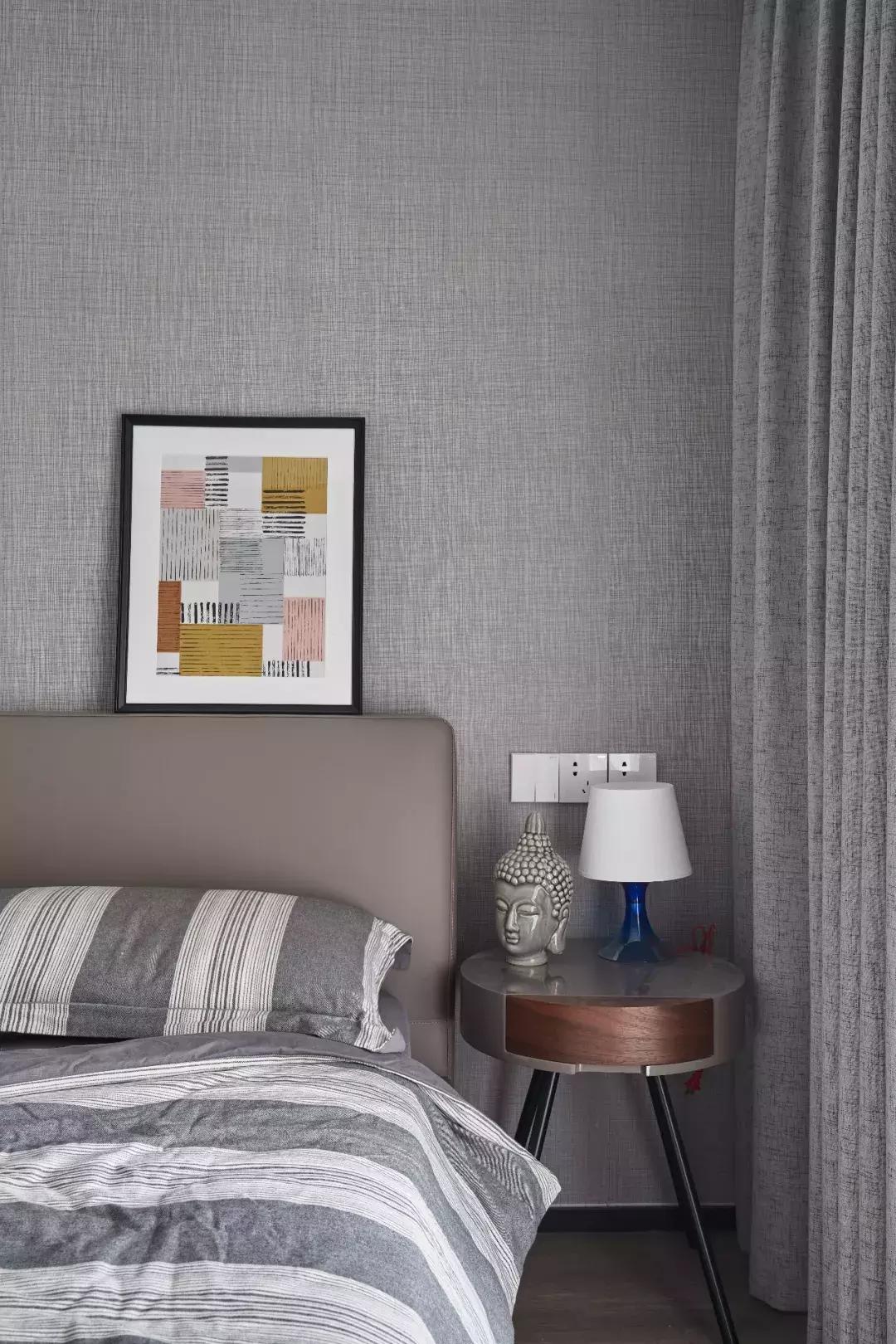 高级灰粉色卧室装修案例,高级灰的颜色铺在家里简约大气